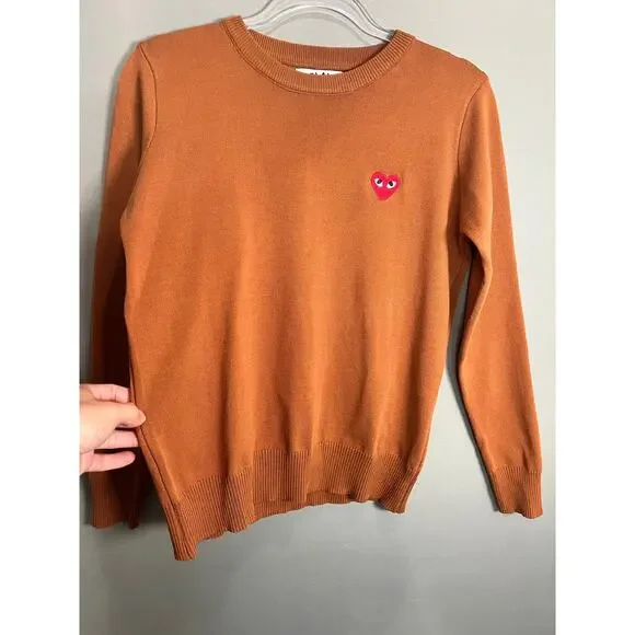COMME des GARCONS Long-Sleeve Soft T-Shirt Orange M Crew Neck Streetwear Vtg